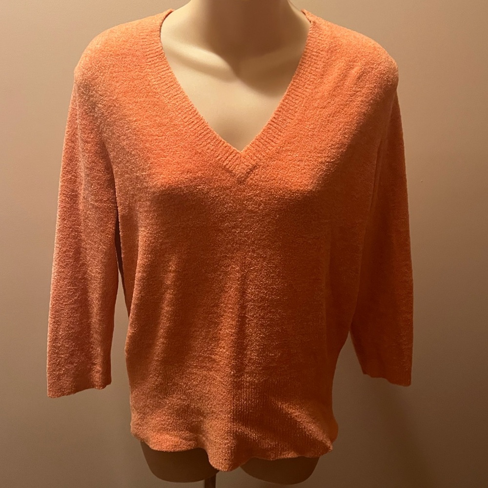 Orange 3/4 Sleeve v neck Evie Sweater size XL L8